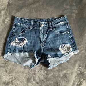 Guess Frayed Blue Jean Shorts